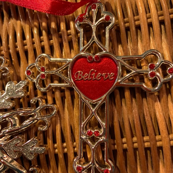 Three Harvey Lewis Christmas ornament, rhinestone, 2 crosses and snowflake 2014 - Picture 6 of 6
